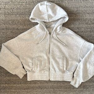 Gray Cropped Hoodie